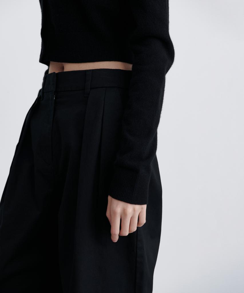 MUSINSA STANDARD WOMAN Women'S Reverse Two-Tuck Wide Chino Pants [Black]