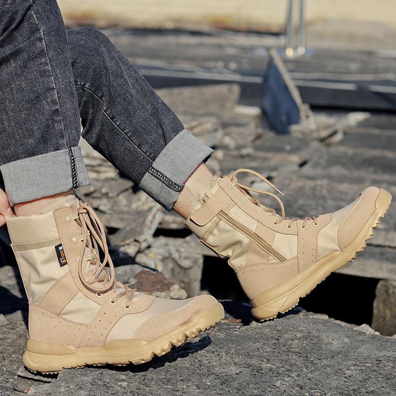 

Летние тактические боевые ботинки: Дышащие, Легкие, Высокие для мужчин и женщин, с боковой молнией. 46