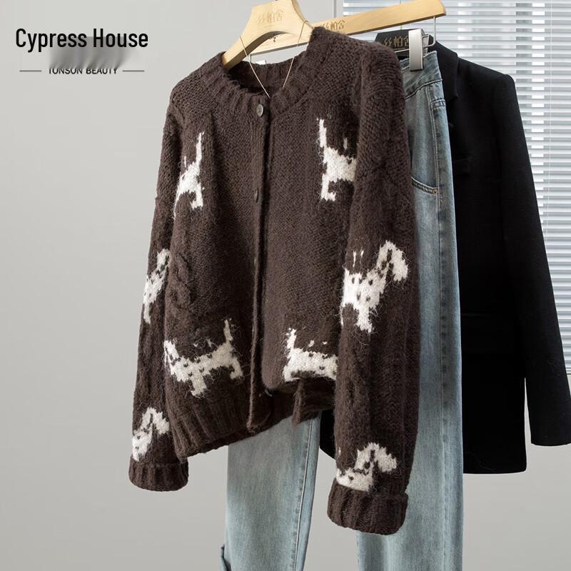 

Women s Lazy Style Color-Blocked Cartoon Knit Sweater One Size