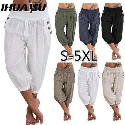 Zomer Dames Koel Broek Casual Los Wijde Pijp Grote Maten Broek Comfortabele Vrijetijdsbroek