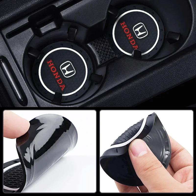1/2pcs Car Coasters Water Cup Holder Pads Cup Slot Non-Slip Mat Interior Accessories For Honda civic accord cr-v fit crosstour FL3