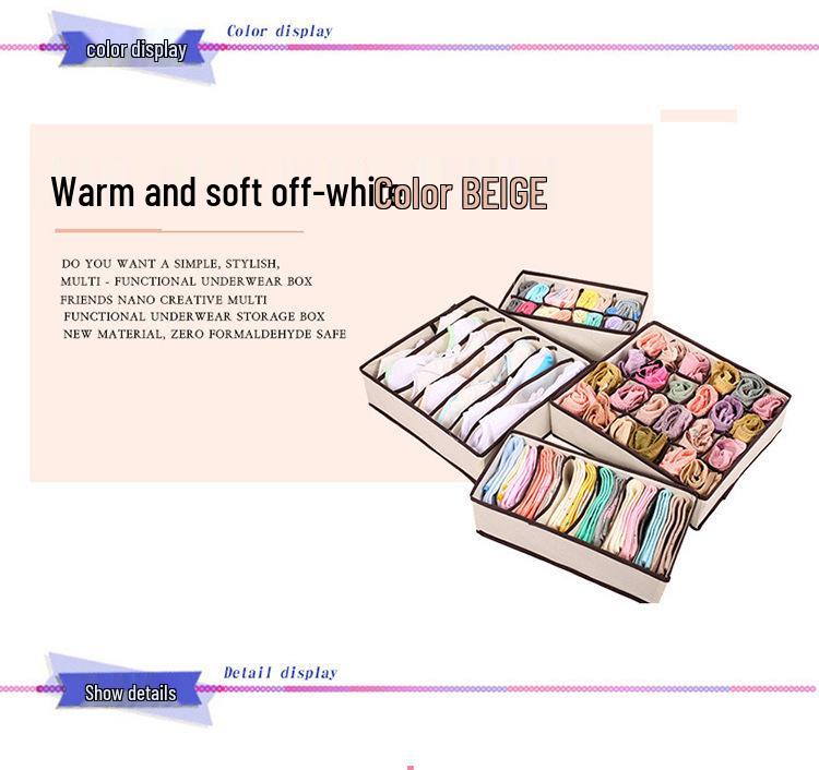 Foldable Underwear Storage Box Set - Four-Piece Wardrobe Organizer