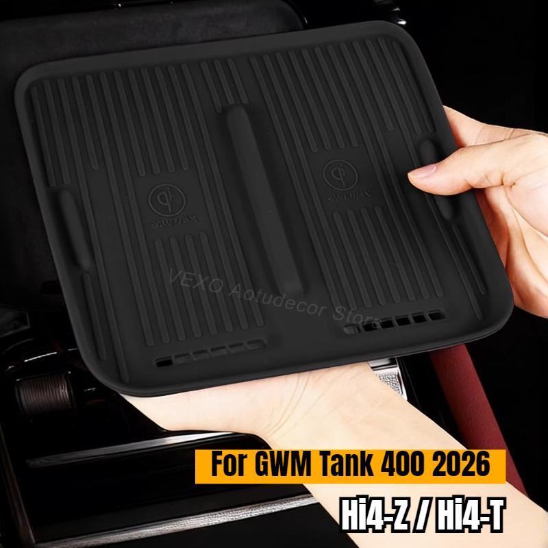 Car Central Control Wireless Charging Pad Silicone for GWM Tank 400 Hi4-Z Hi4-T 2026 Anti-Slip Mat Car Interior Accessories