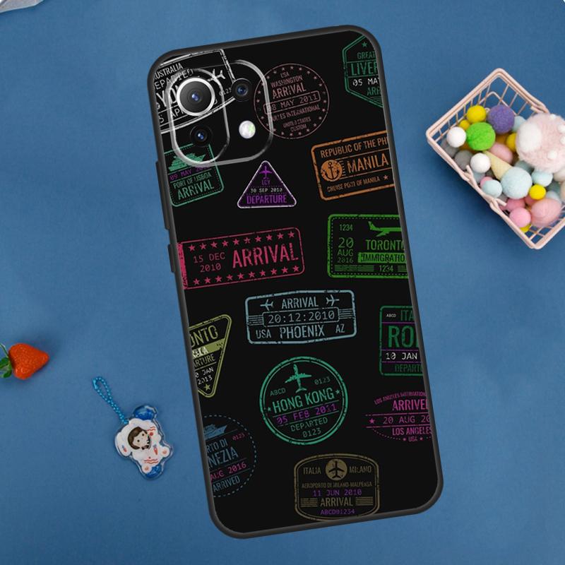 Passport Travel Stamps Case For Xiaomi 14T Pro 13T 11T 12T 13 14 15 Ultra POCO X7 Pro X3 X5 X6 F5 F6 M6 Pro Cover