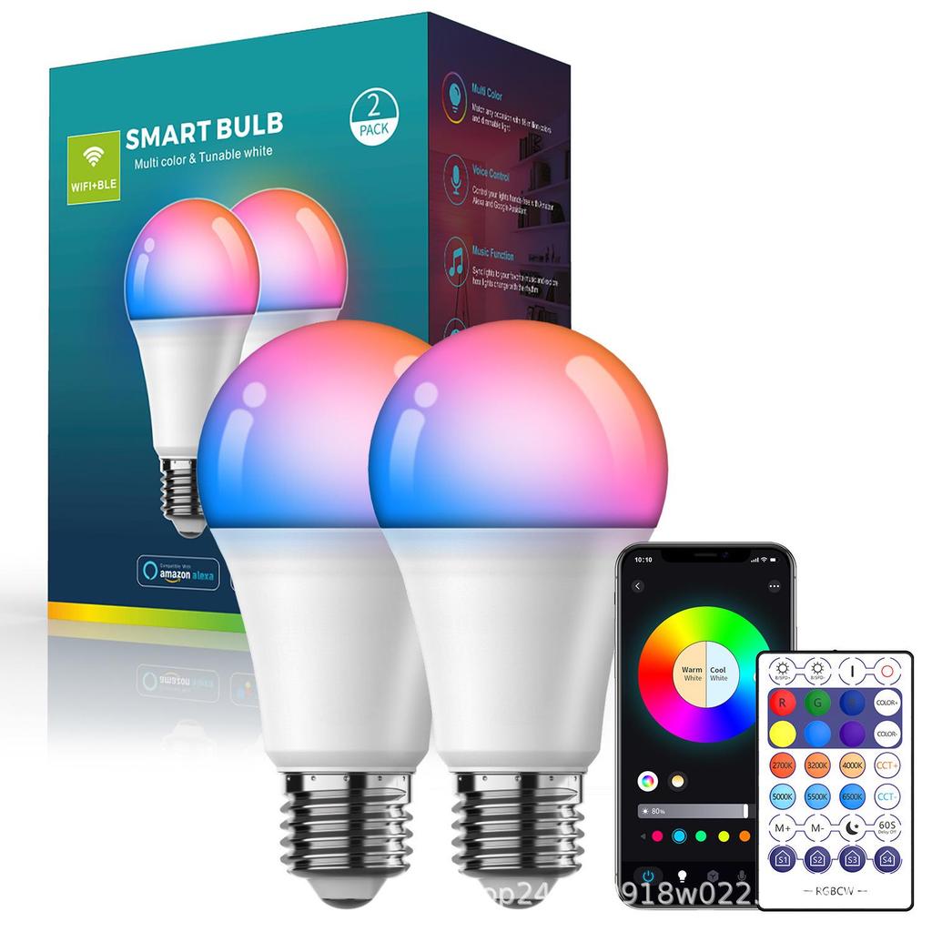 Smart LED Bulb E27/B22, WiFi & Bluetooth, RGB, Dimmable, Adjustable Color Temperature Atmosphere Light
