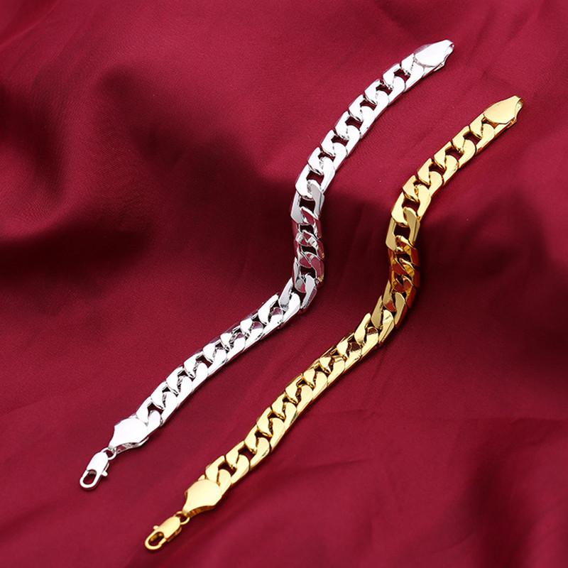 Classic Vintage Simple Flat Curb Cuban Chain Bracelet Punk Gothic Jewelry