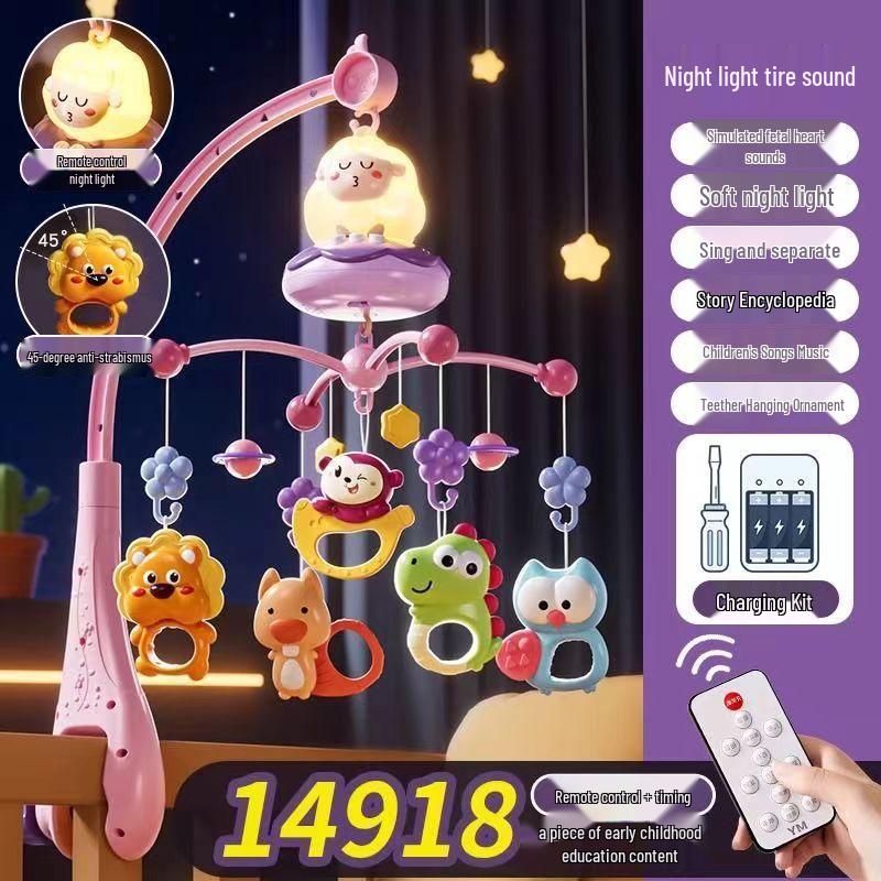 Remote-Control Crib Mobile with Rotating Hanging Toys for Newborns (0-6 Months)