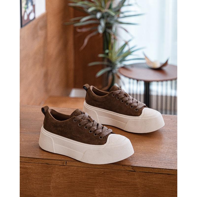 

Autumn new leather muffin thick baseplate shoes women s retro versatile high sense sports and leisure white shoes 40