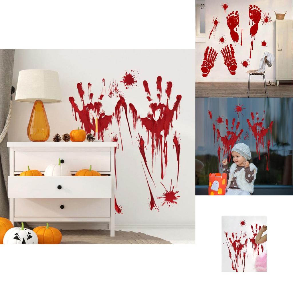 Trace Decoration Halloween Vinly Decal Blooding Handprint Sticker Bloody