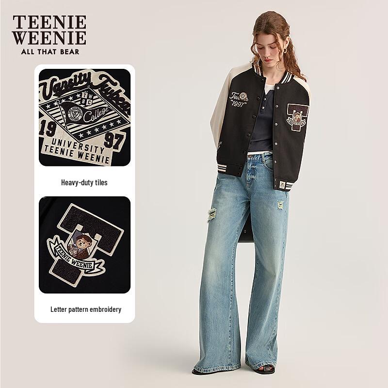 

Teenie Weenie Women s Loose Fit Contrast Color Baseball Sweatshirt S