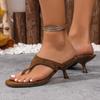 New Retro Temperament Minimalist Toe-in Stiletto Sandals for Women Outside Flip-On Slippers Versatile High-Heeled Sandals