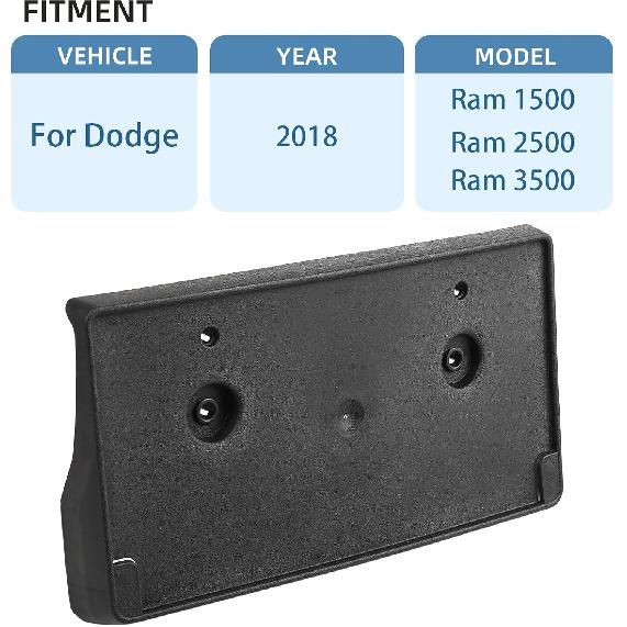 Front Bumper License Plate Frame Bracket Holder Compatible For 2018 Dodge Ram 2500 3500 4500 5500 2018 68375635AA