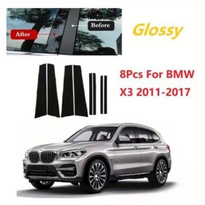 Glossy Piano Black Pillar Posts 8 Pcs Car Window Decoration Trims Cover for BMW X3 F25 2011-2017 Accessories Auto Exterior Parts