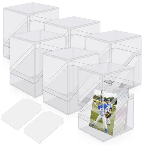 Mlikero Card Deck Case, 6-Pack Acrylic Commander Deck Box, Holds Over 100 Sleeved Cards, Includes 6 Dividers, Clear Card Storage Box for MTG, TCG, and