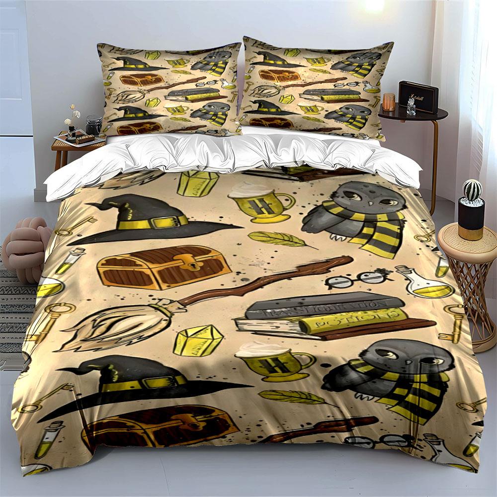 Owls, wizard hats, books. Bedding sets Duvet cover sets Duvet covers Pillowcases(1 * Duvet Cover 2 * Pillowcases without duvet insert)