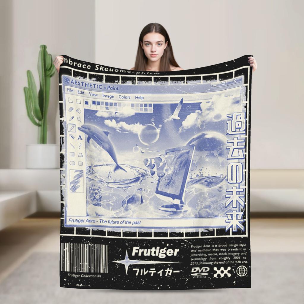 Frutiger Aero Fashion Collection Blanket Warm Soft Fluffy Plush Throw Blanket For Bedroom Travel Flannel Bedspread Bed Cover