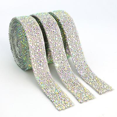 DIY Crystal Rhinestone Sticker Arts Crafts Rhinestone Diamond Ribbon Sewing Trim Tape  for Dresses