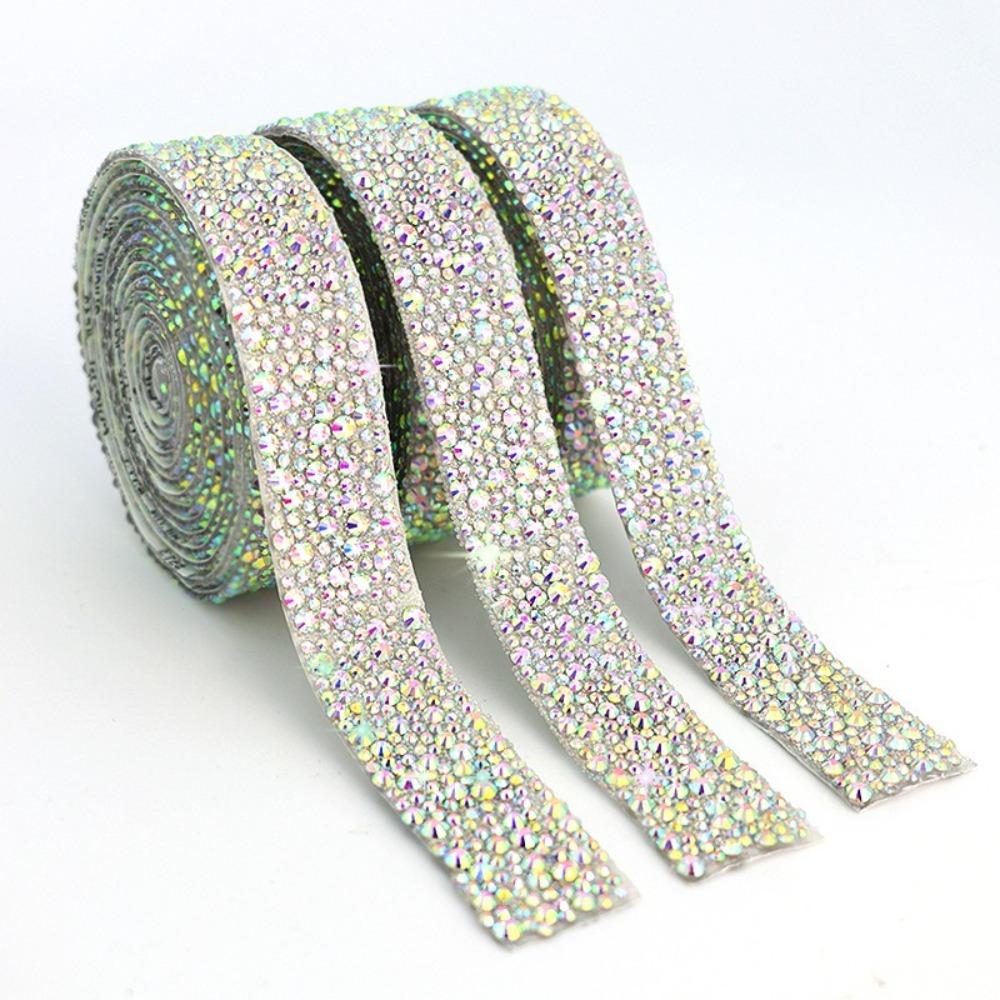 Colorful Self-Adhesive Rhinestone Arts Crafts Sewing Accessories Crystal Rhinestone Sticker 2cm 1 Yard DIY Trim Tape