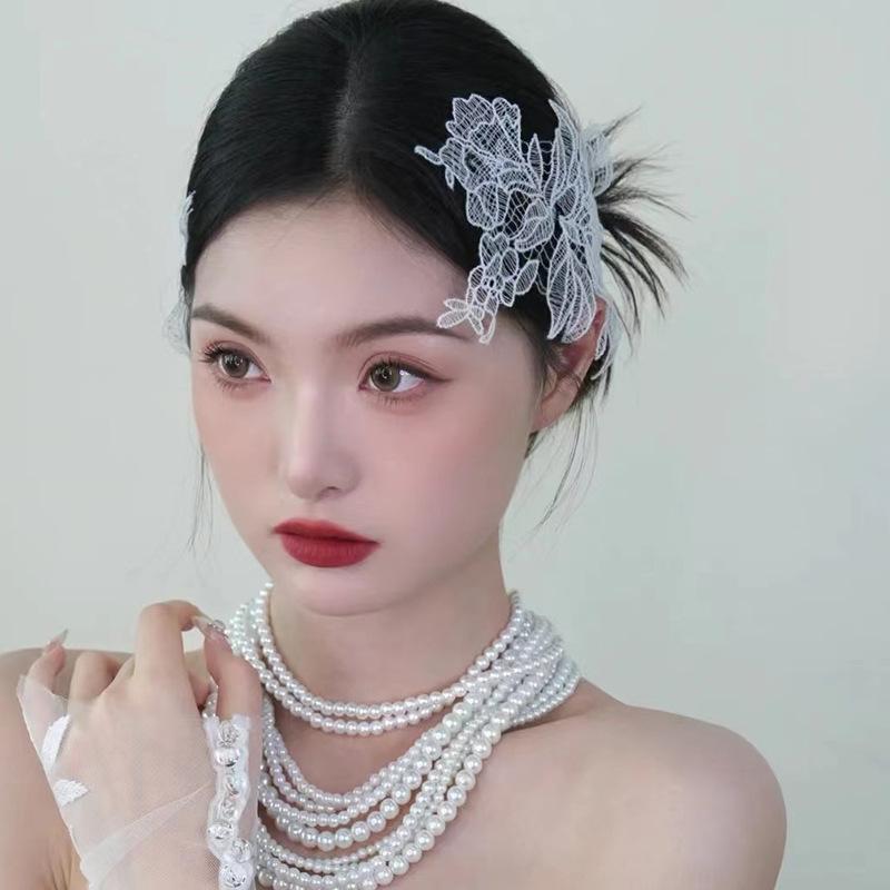 Bridal Wedding Retro Veil Headgear French High-End Lace Pattern Wedding Beautiful Wedding Photo Photo Hair Accessories