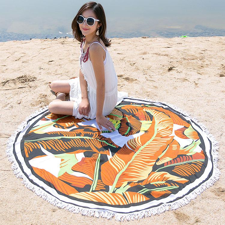 Circle Women's Oversized Mandala Bohemian Sand Cloud Microfiber Beach Towel Quick Dry Free Hot Sell Tassels Compressed for