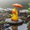 Harz-Entenstatue mit Regenschirm Wetterfest Angelfigur Wasserdichte Hausdekoration