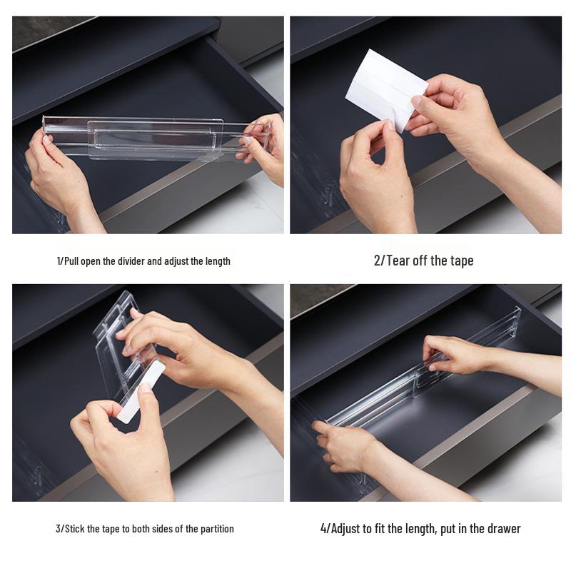 Adjustable Transparent Drawer Dividers for Organized Storage of Underwear and Socks