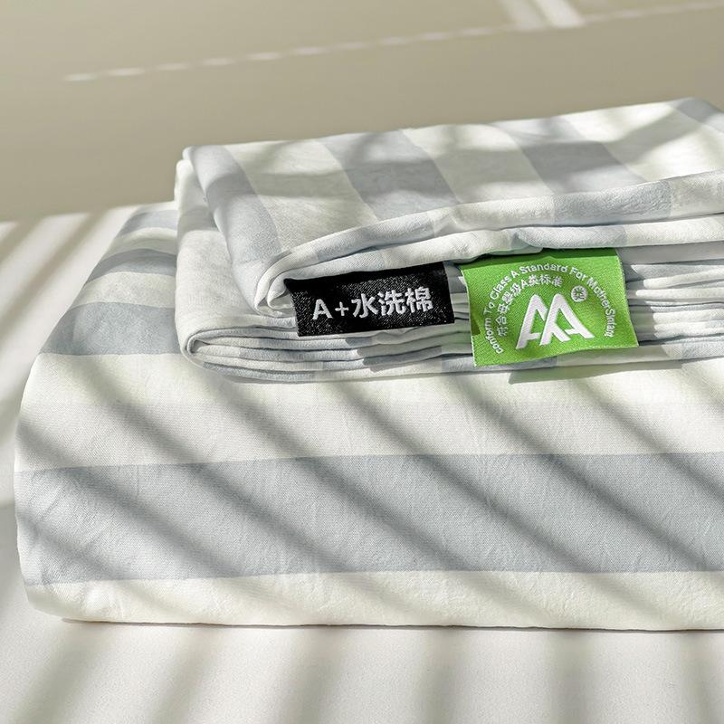 Buy washed cotton striped dirty single sheet for a single piece, thin bedspread for spring and summer, wholesale of student dormitory sheets.