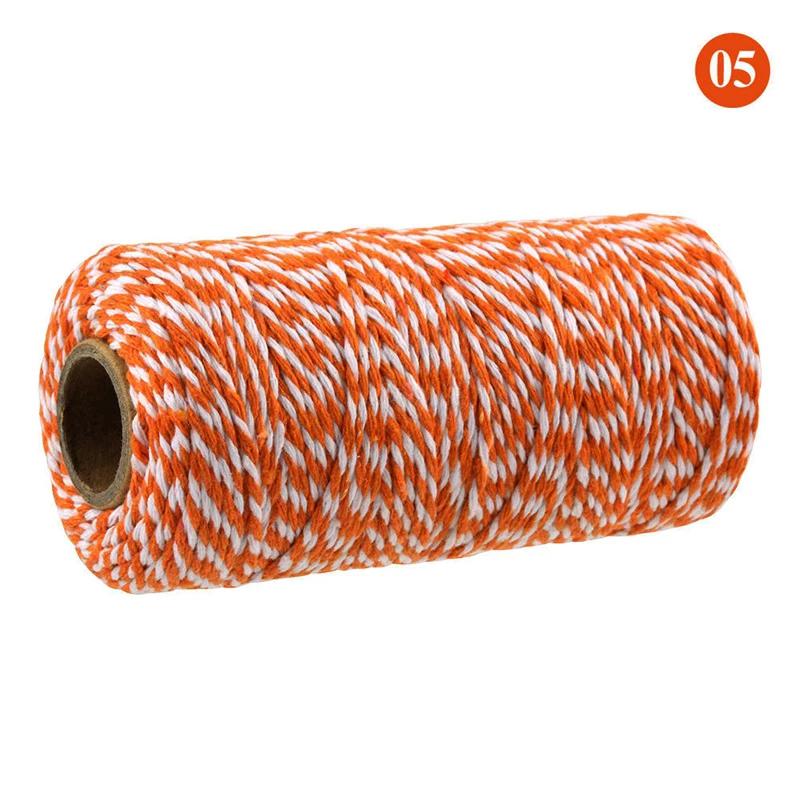 100Meter/Roll Two Colors Cotton Cord Baker Twine Colorful Cotton Crafts Twine Macrame Cord String Bandage Label Rope