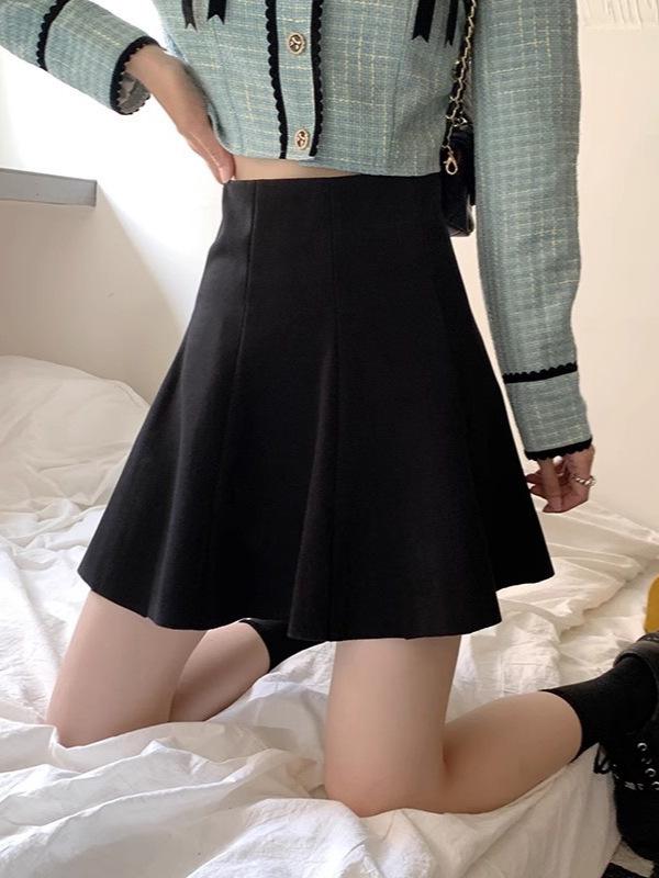 Women's Versatile High Waist A-line Woolen Skirt for Autumn/Winter