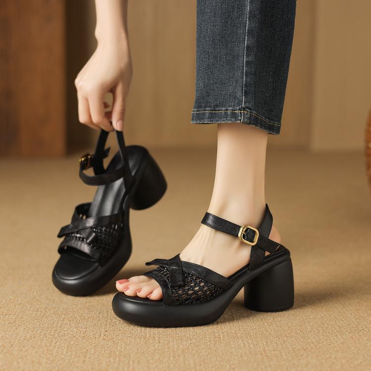 Fashion Female Sandals 2025 Summer High Heels Open Toe Women's Shoes Buckle Strap Girls Peep Toe Roman Style Shoes Sandalias De Mujer