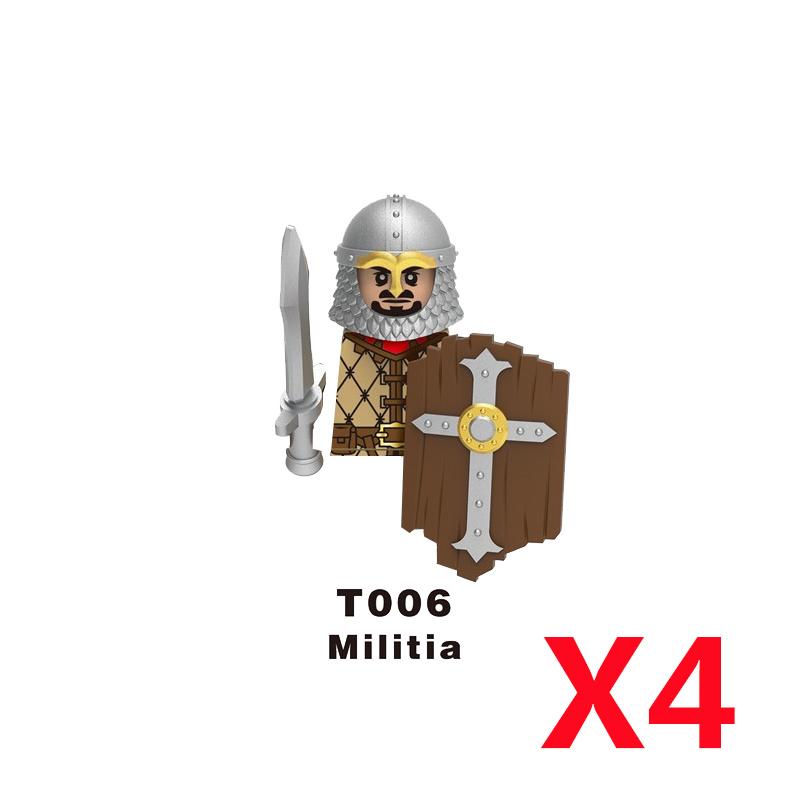 Medieval Soldier Knight Figure MOC Building Block Green Dragon Castle Infantry Orcs Pirate Roman Cavalry Weapons Toys Gifts D122