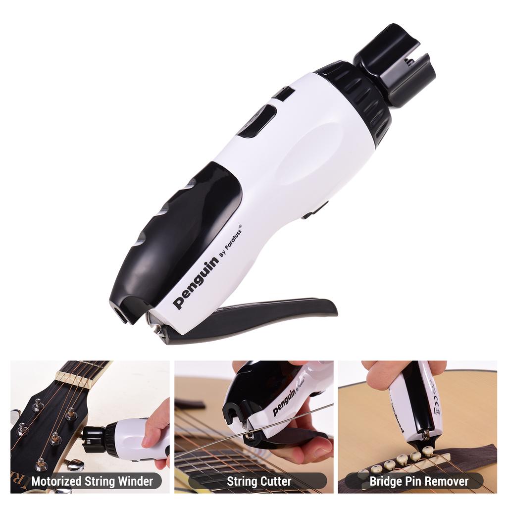 3 v 1 Multifunkční nástroj na navlékání kytarových strun Motorizovaný navíječ strun Řezačka strun Odstraňovač kobylkových kolíků Vestavěný dobíjecí