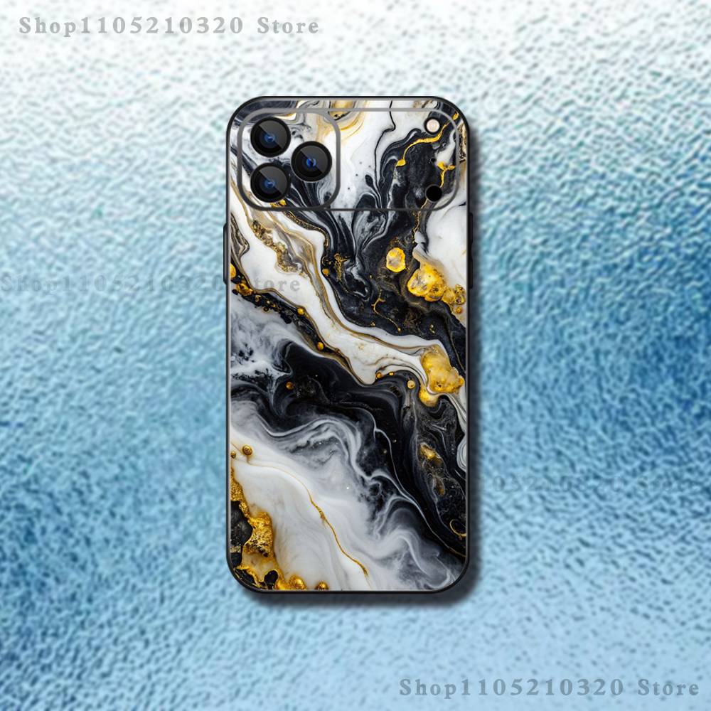 Cool Texture Platinum Marble Phone Case For iPhone 17,16,15,14,13,12,Pro,Max,Plus,E,SE4,Air,Mini Black Soft Box