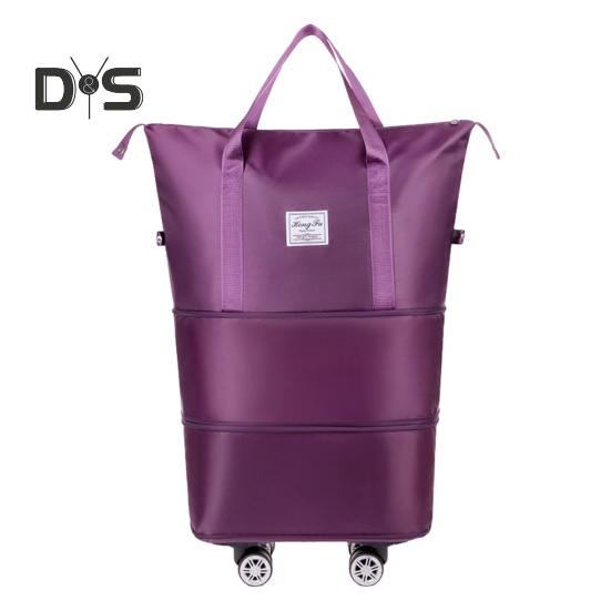 

Чемодан-дорожная сумка с возможностью расширения, водонепроницаемый, устойчивый к разрывам, с несколькими отделениями, большой вместимостью, универсальная багажная сумка на колесиках темно-фиолетового