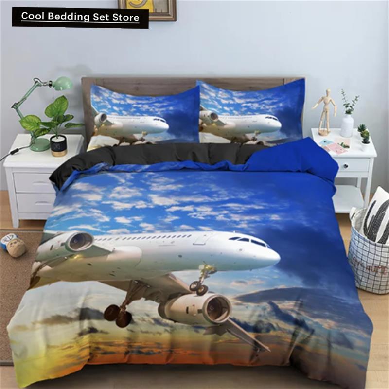 3D Airplane Printed Bedding Set Kids Adults 2/3pcs Duvet Cover With Pillowcase Comforter Bedding Quilt Cover Luxury Bedding Set