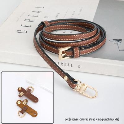 Longxiang Genuine Leather Mini Dumpling Bag with Wide Strap and No-Punch Buckle