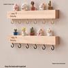 Solid Wood Wall-Mounted Key Holder & Storage Shelf with Creative Hooks for Entryway Ornaments