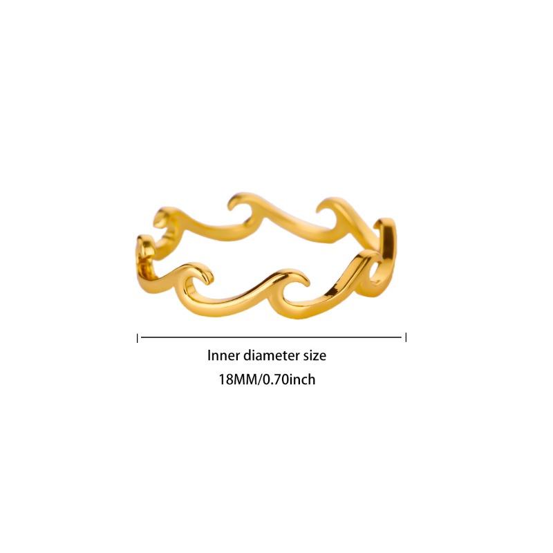 Stylish Stainless Steel Wave Open Ring Simple Versatile Men's and Women's Stainless Steel Ring
