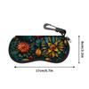 2D-Floral Print Zipper Sunglasses Case, Protective Eyewear Organizer with Colorful Botanical Pattern, Stylish Portable Glasses Container for Travel Ac