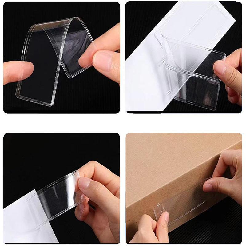 10Pcs Clear Self-Adhesive PVC Shelf Tag Pockets Removable Label Holders for Home Drawer Closet Organizing