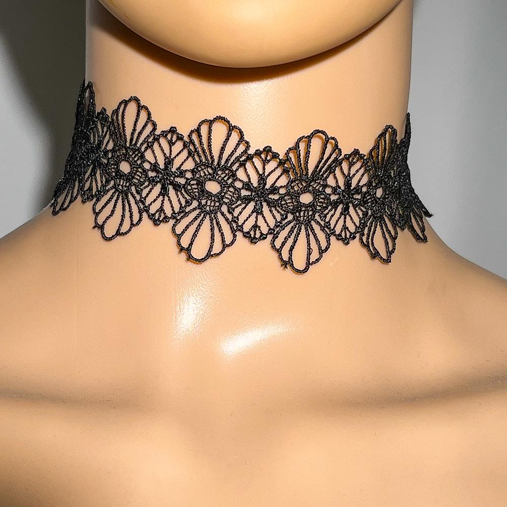 Gothic Black Lace Necklace for Women Steampunk Water Drop Choker Necklaces Girls Party Jewelry Gift