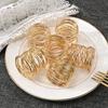 4pcs Metallic Wire Mesh Napkin Table Decor Rings Gold Napkin Holder Wedding Decoration Napkin Buckle Holder for Party Dinner
