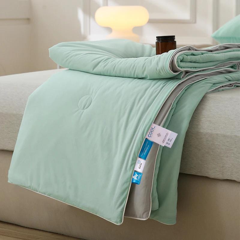 Soft Silky Cool Summer Quilt Double Side Cold & Cooling Fabric Breathable Cooled Air Condition Blanket Summer Thin Comforter