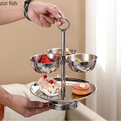 Stainless Steel Dim Sum Rack Multi Grid Snack Bowl Fruit Plate Cake Stand Dessert Plate Candy Dish Display Stand Nut Platter