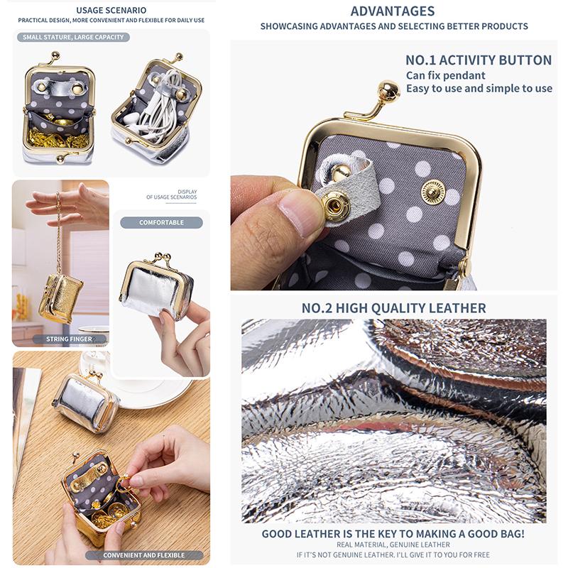Mini Jewelry Case for Women Fashion Kiss Lock Key Storage Pouch Portable Coin Purse Pendant Necklace Earrings Jewelry Box Bag