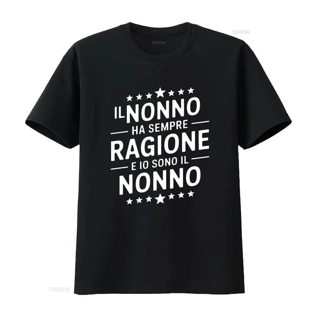 Funny Italian Nonno Grandpa Slogan Print Casual T Shirt Vintage Stretched Slightly Fashion Stylish Homme
