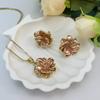 Full Gold 3D Flower Jewelry Set Women Necklace Earring Luxury Accessory KY25180
