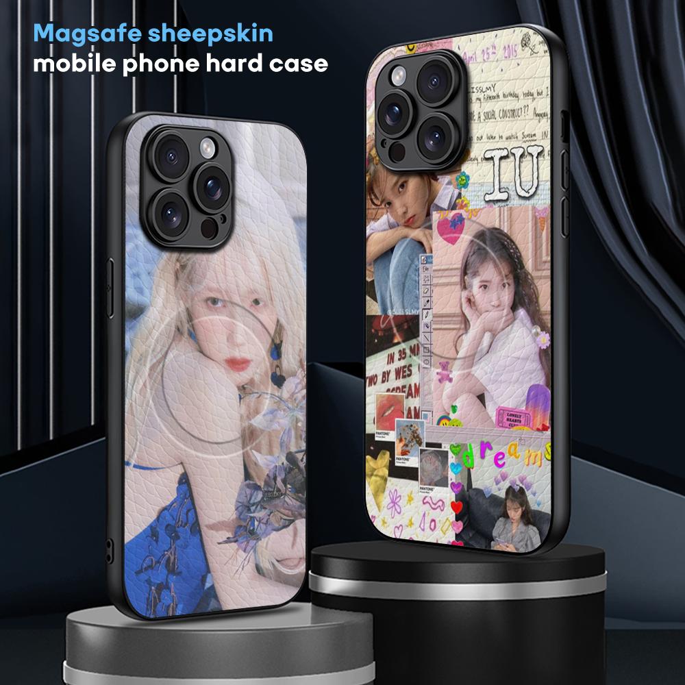 IU PopularStar Phone Case For iPhone 16 15 14 13 12 11 Plus Pro Max High-end Luxury Magsafe Sheepskin