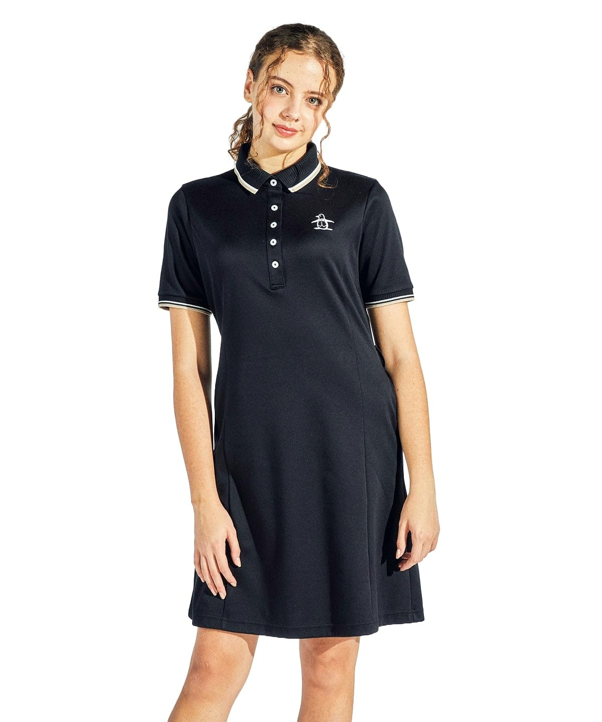 

One Piece Short Sleeve Collared One Point Penguin Made in Japan Sweat Absorbent Quick Drying Golf MG5SOP01L BK00 [Munsingwear] [STANDARD COLLECTION]