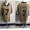 Mens Retro Yellow Football Jersey NFL Saints Kamara 41 32 12 7 Cotton Blend Sportswear Training Game Wear